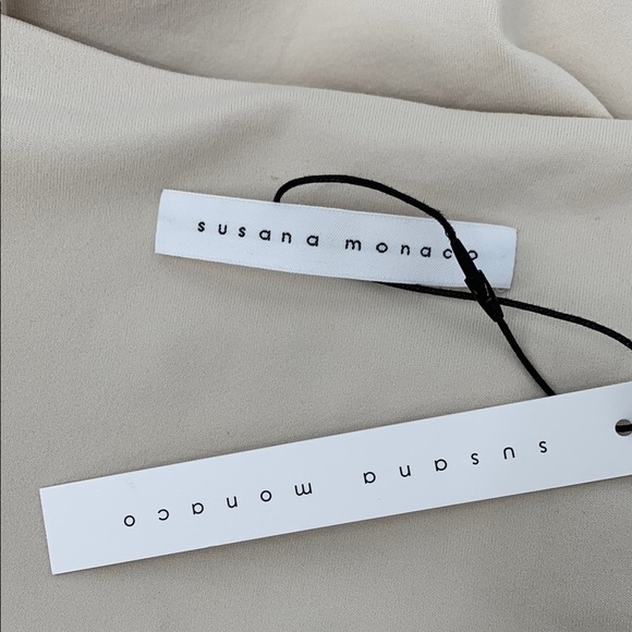 Susana Monaco twist front shirt top blouse jersey knit ruched Almond tan new XL - Picture 5 of 6